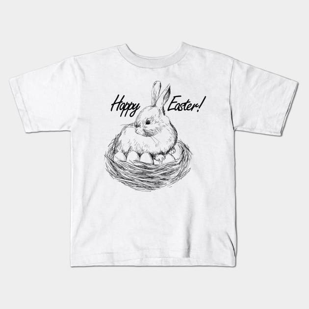 Easter Bunny image Kids T-Shirt by rachelsfinelines